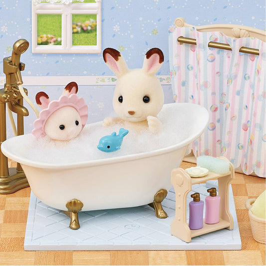 Calico Critters Dollhouse Furniture; Bath & Shower Set (Collectible)