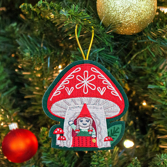 Embroidered Ornament; Gnome Home