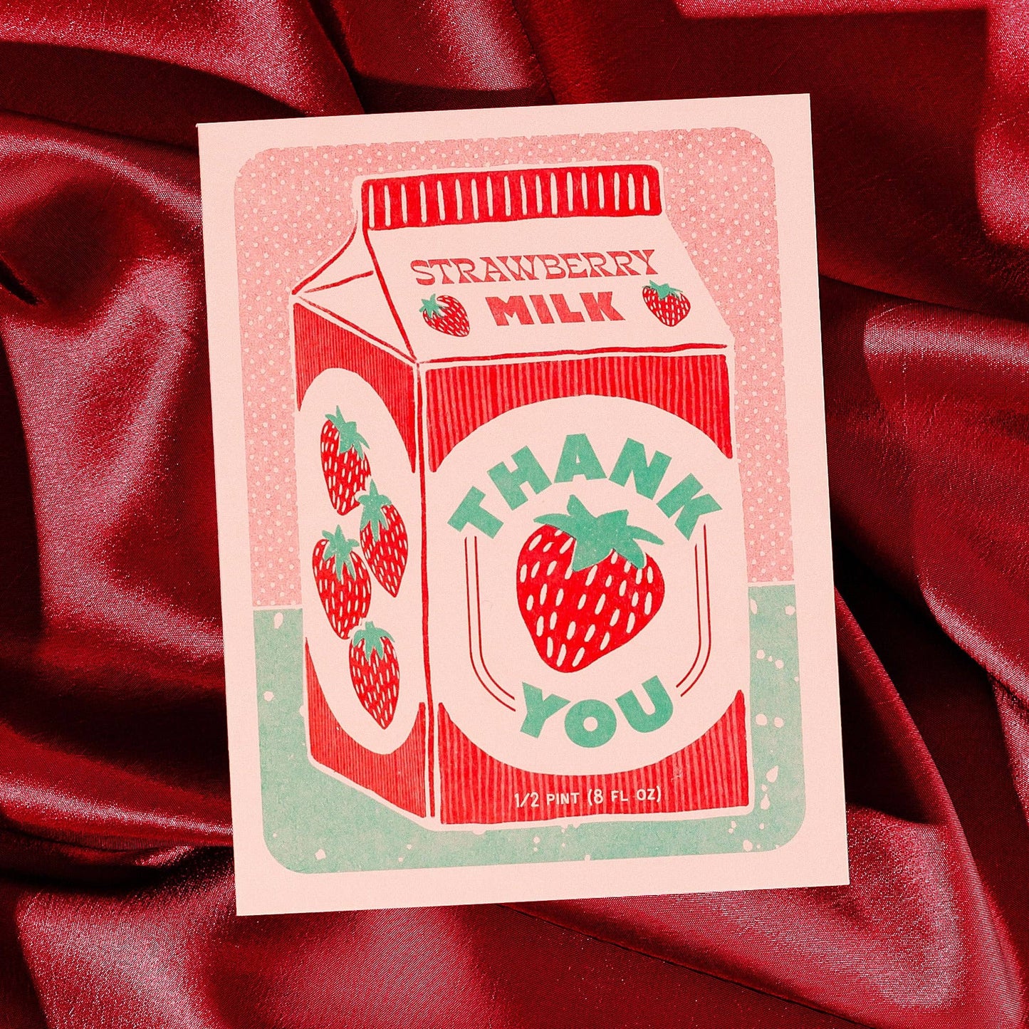 Thank You Card; Strawberry Milk (Risograph Card)