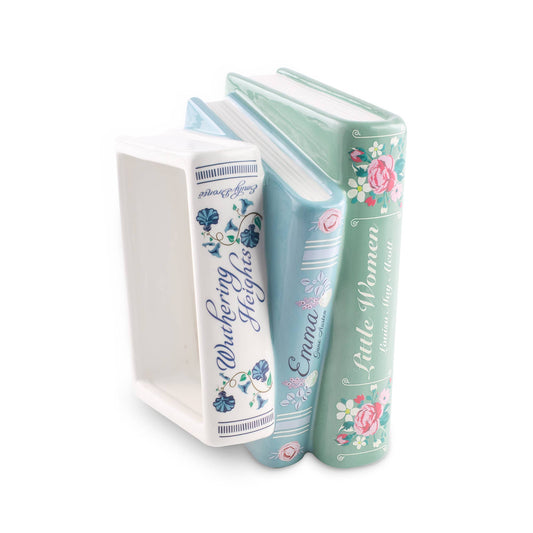 Ceramic Planter; Stacked Books