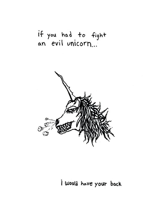 Greeting Card; Evil Unicorn