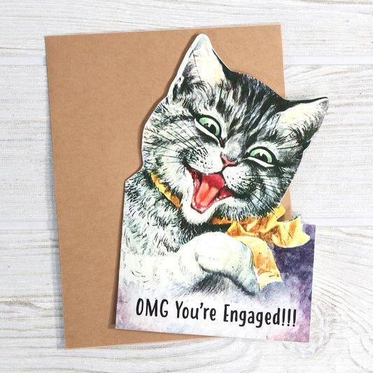 Engagement Card; OMG You're Engaged!!! (Funny Cat)