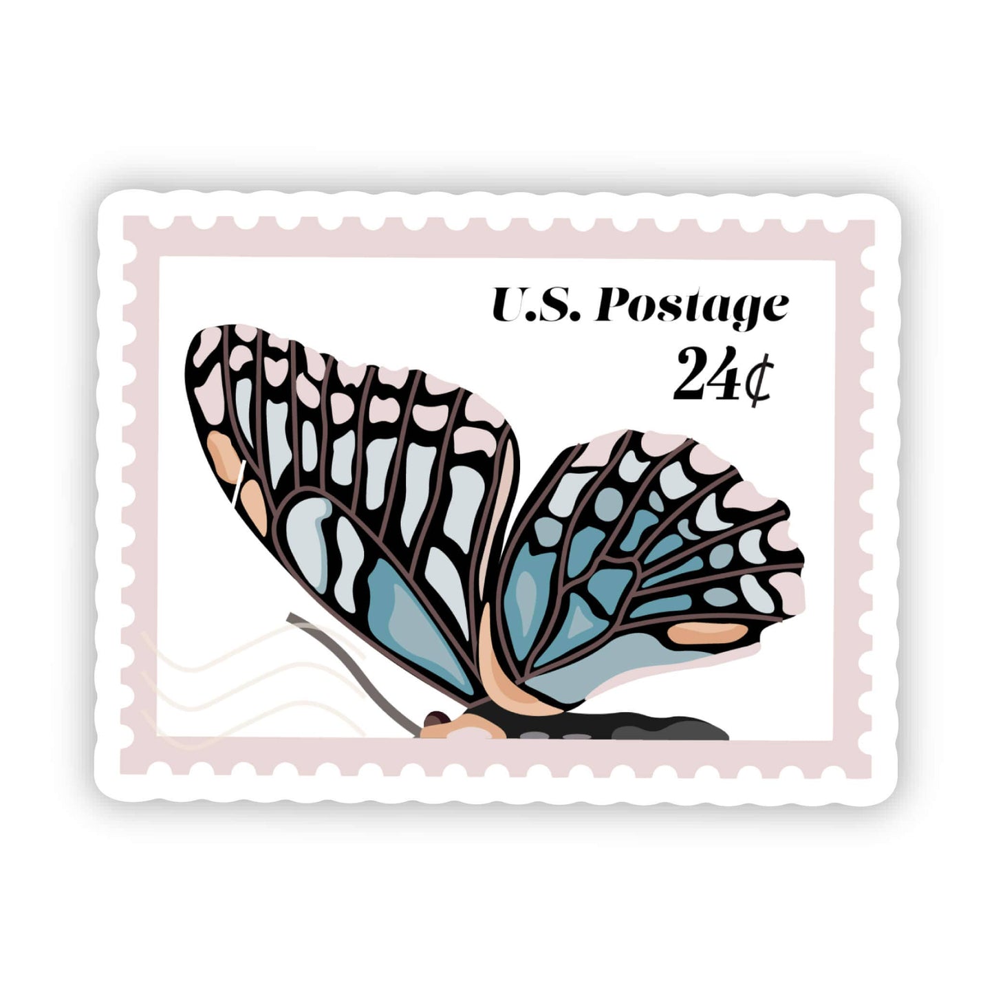 Vinyl Sticker; Butterfly US Postage Stamp