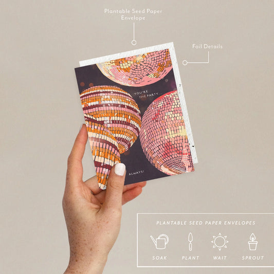 Seedlings Birthday Card; Disco Ball (Plantable Envelope)