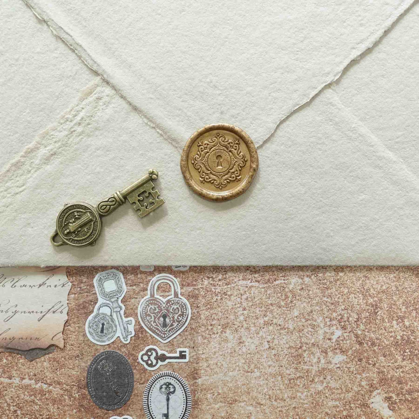 Wax Seal Stamp; Keyhole (With Handle, Gift Box, & Storage Bag)