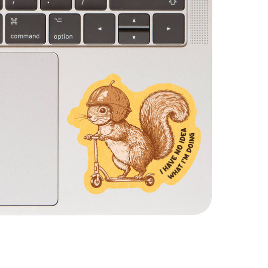 Vinyl Sticker; No Idea (Funny Squirrel Scooter High Quality)