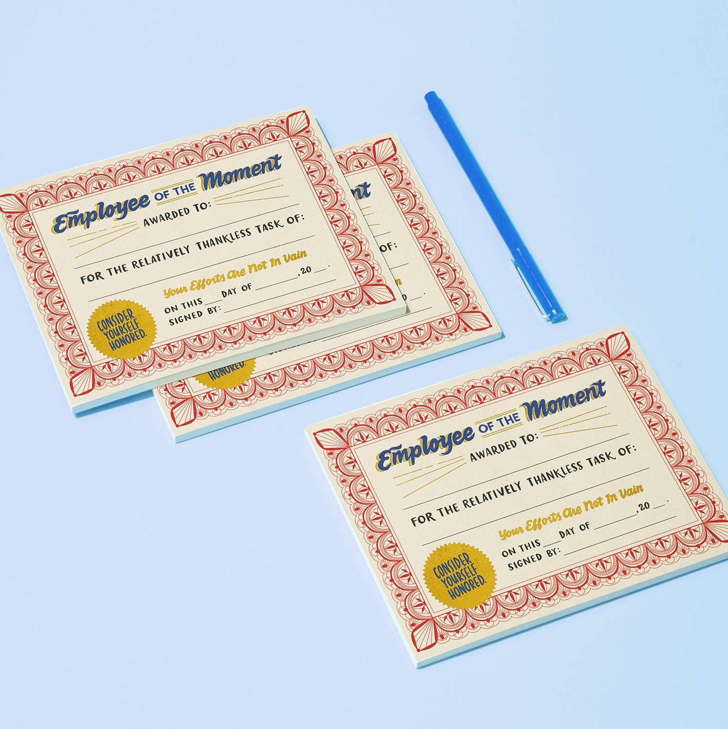 Certificate Notepad; Employee of the Moment