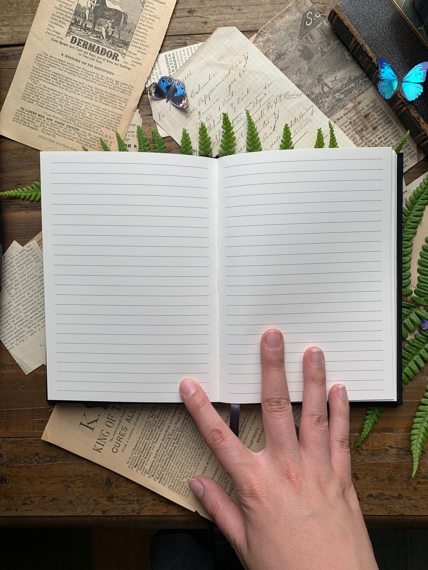 Hardcover Notebook; The Grimoire, Gold (B6 Vegan Lined Notebook, 120gsm Ivory Paper)