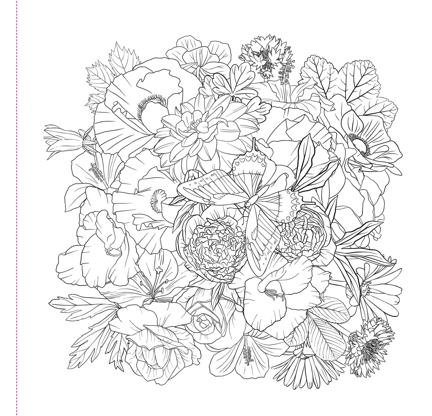Adult Coloring Book; Wildflowers