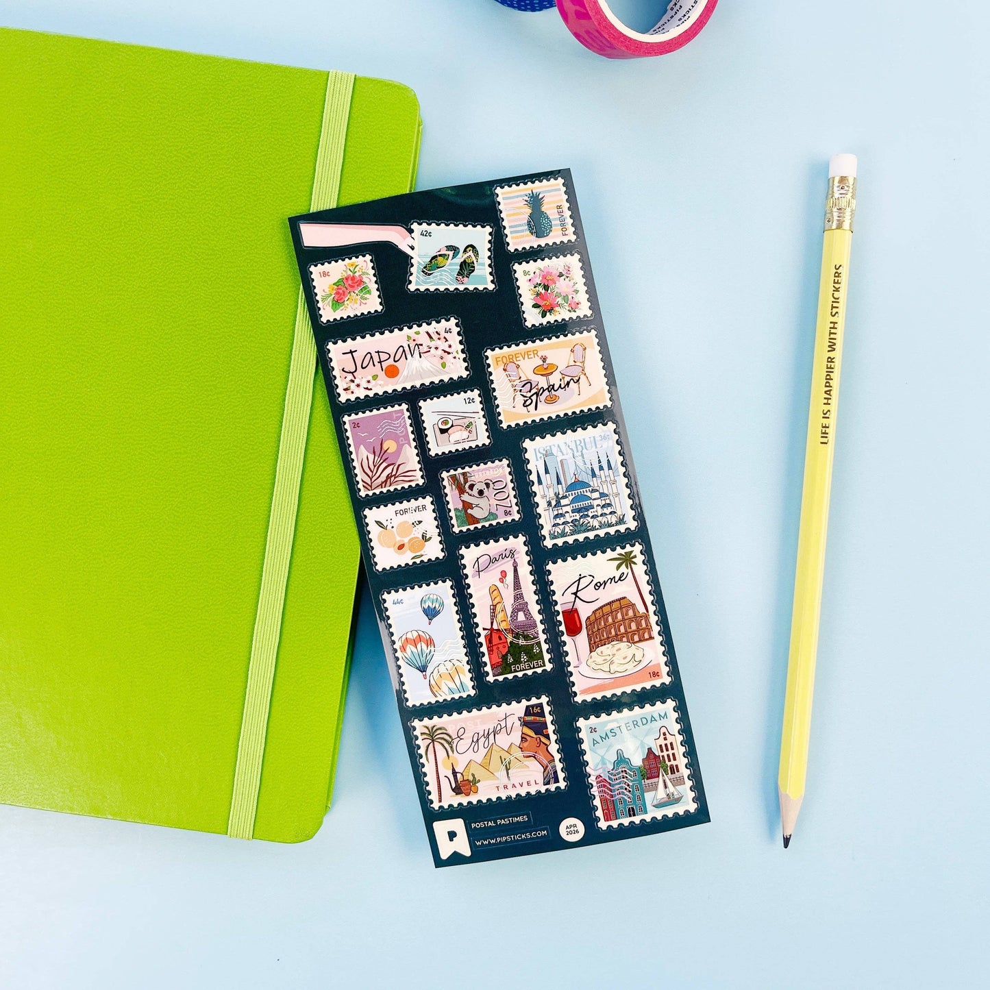 Pipsticks Sticker Sheet; Postal Pastimes
