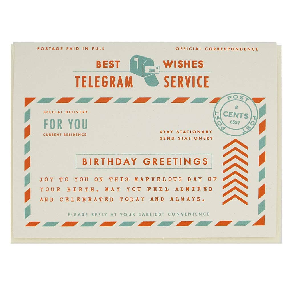 Birthday Card; Birthday Telegram