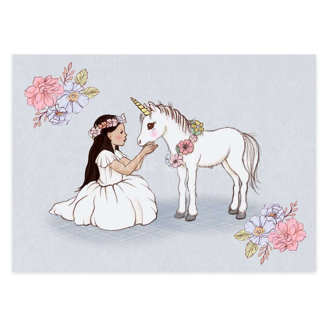 Belle & Boo Ltd Postcard; Baby Unicorn (Vintage Colors)