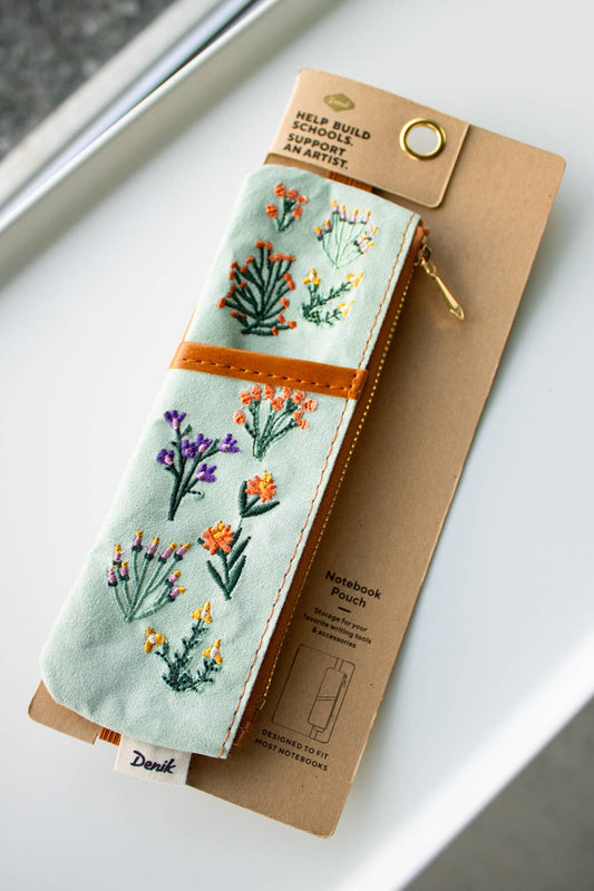 Notebook Pouch; Petite Blooms (Embroidered, Vegan Leather)