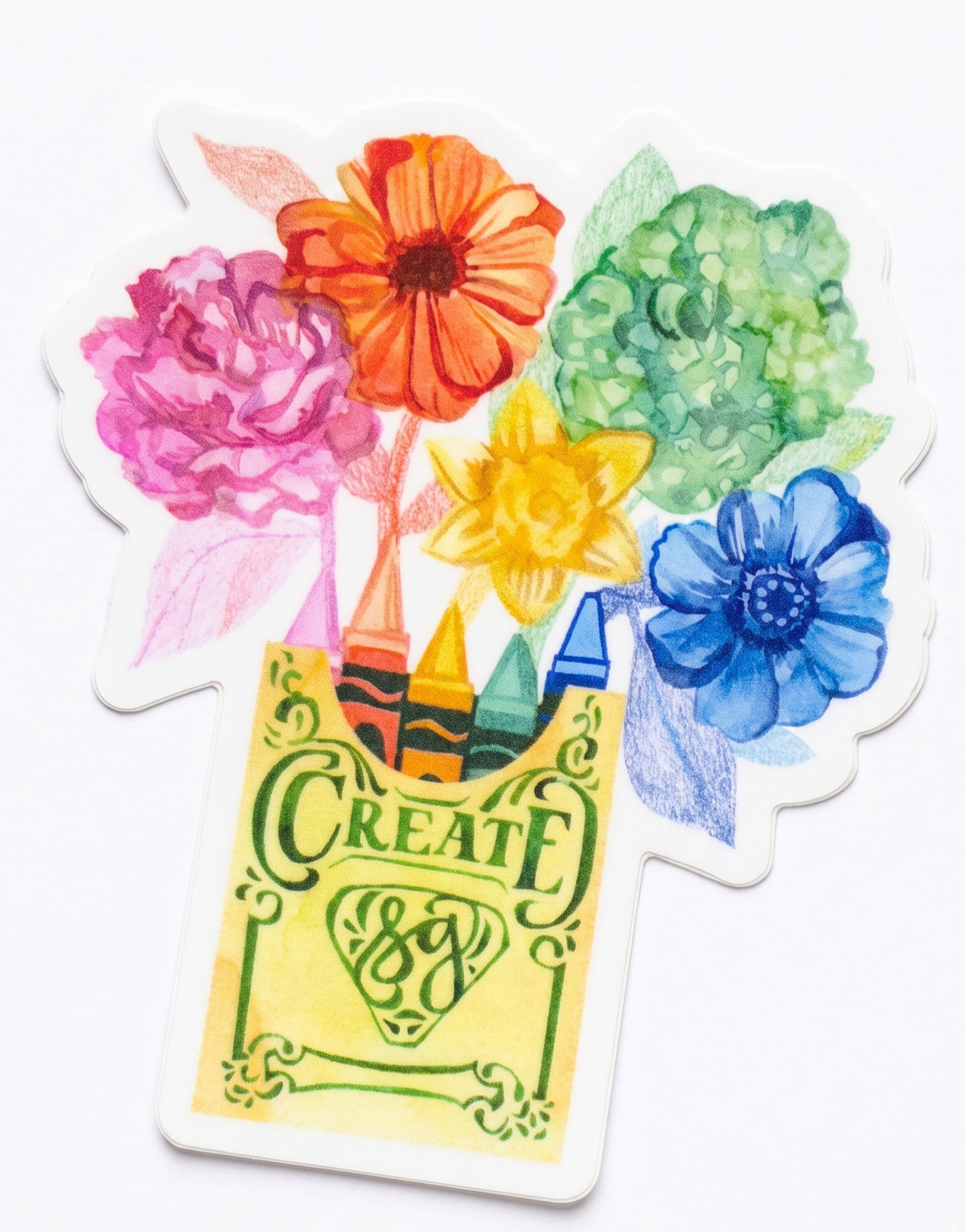 Vinyl Sticker; Create Crayons & Flowers - Made by Shellie