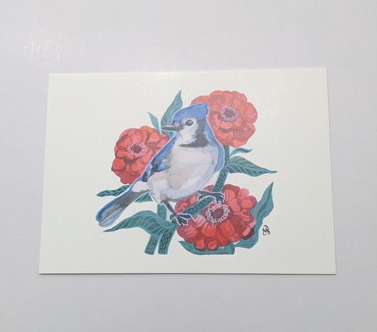 Vinyl Sticker; Blue Bird Among Flowers - Made by Shellie