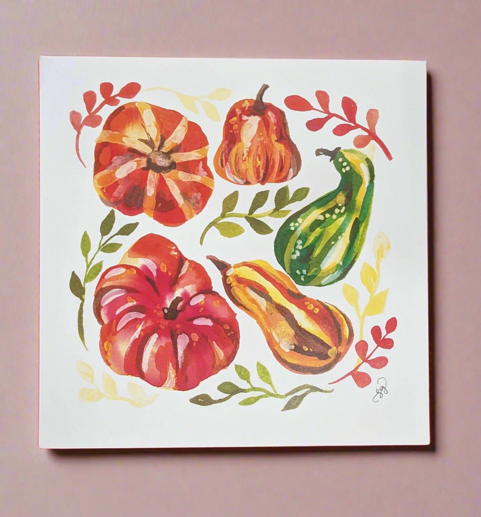 Art Print; Autumn Gourds (7"x7") - Made By Shellie