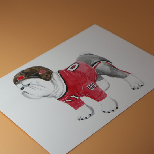Art Print; Football Bulldog (5x7") - Made By Shellie