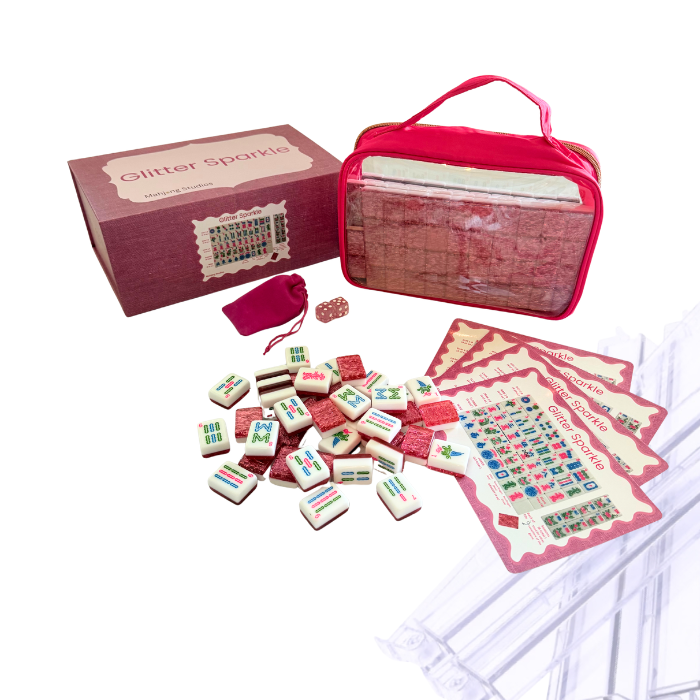 Mahjong Studios Glitter Sparkle Mahjong Tile Set | 166 Tiles Pink Bundle