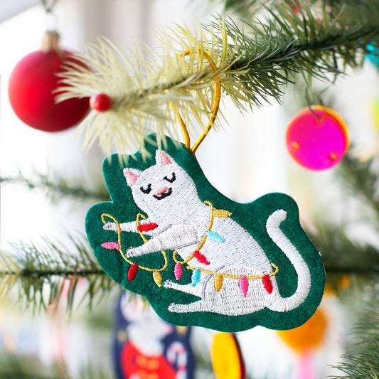 Embroidered Ornament; Tangled Cat