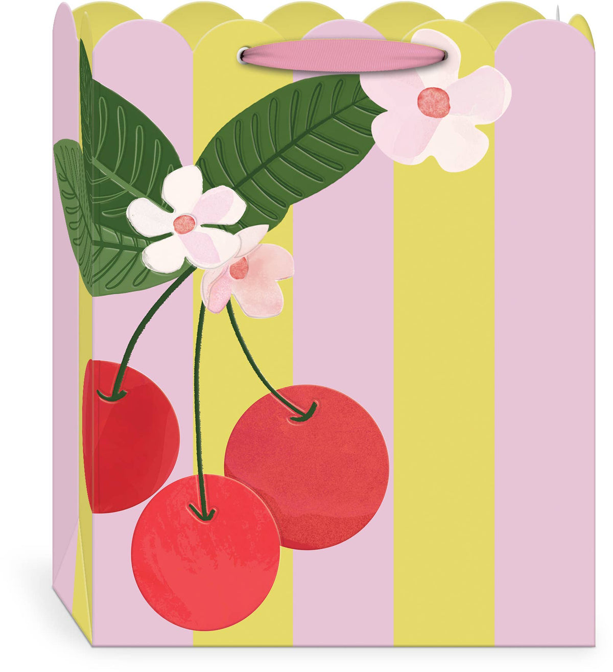 Fruit & Fleur Cherries Large Gift Bag | 11" x 13.75" | Scallop Top | Punch Studio
