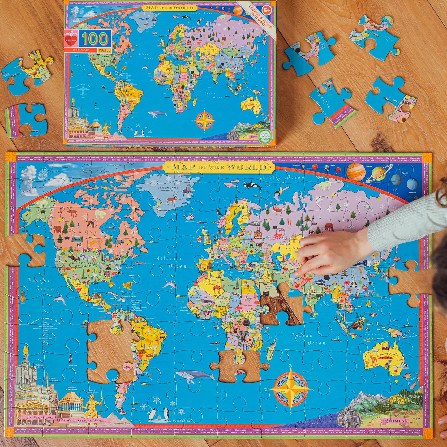 Eeboo Jigsaw Puzzle; World Map (100 Piece)