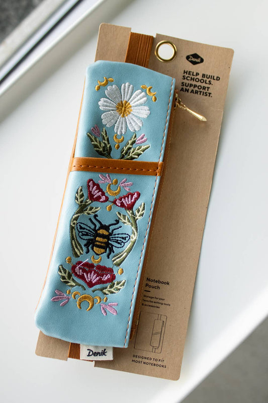 Notebook Pouch; Honeybee Tea (Embroidered, Vegan Leather)
