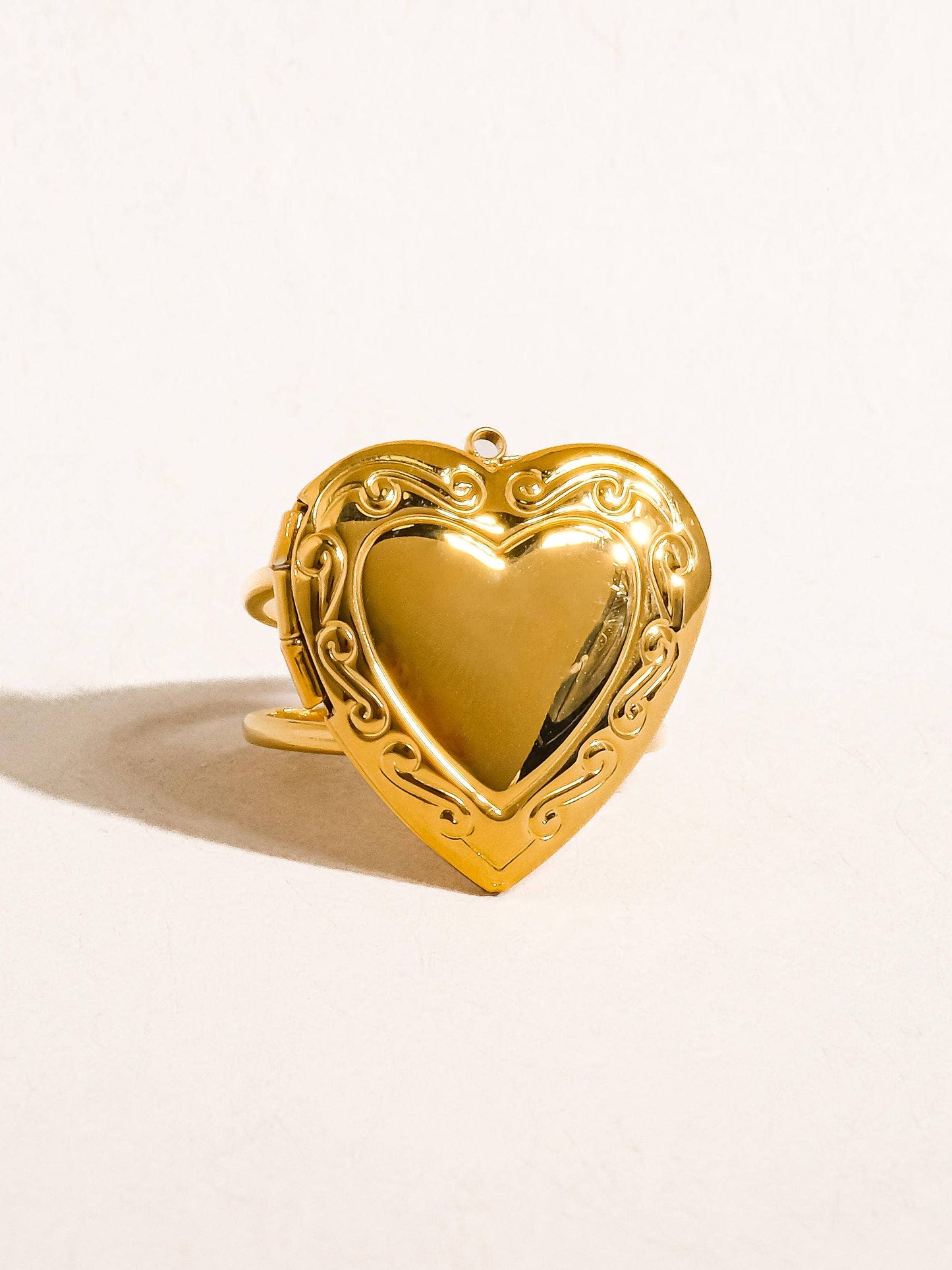 Locket Heart Ring; Sefina (18K Gold, Non-Tarnish)