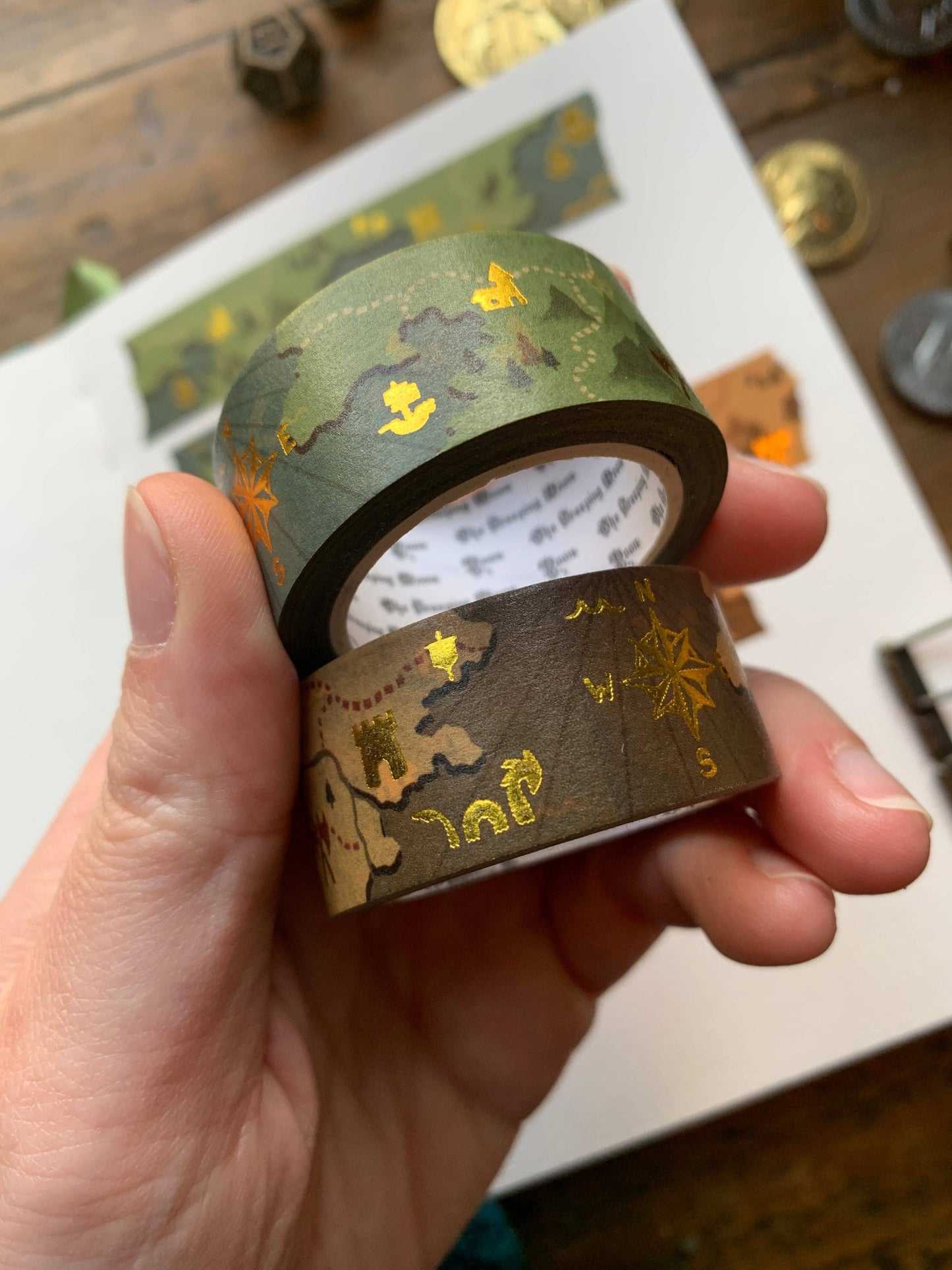Washi Tape; Fantasy Maps (20mm Gold Foil)