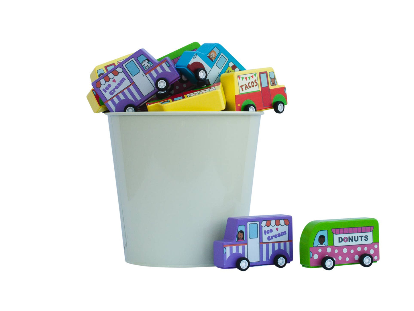 Pull Back Food Trucks; 4 Options (Wooden)