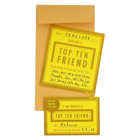 Note Card Set; Top Ten Friend