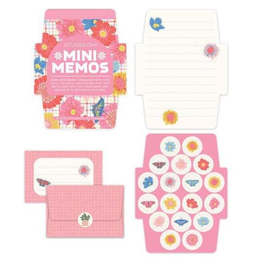Mini Memo with Stickers; Plaid Blossoms