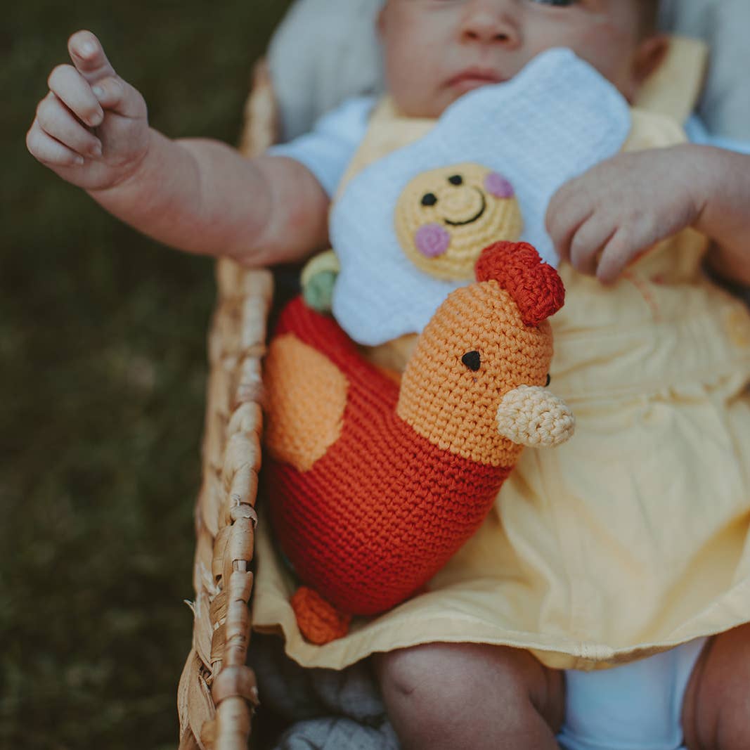Crochet Rattle; Friendly Egg (Handmade Plush Toy)