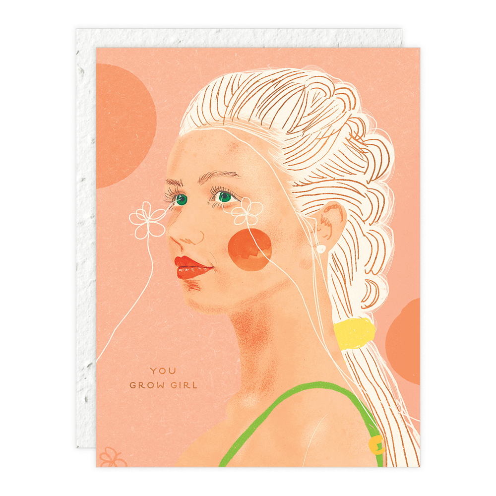 Seedlings Encouragement Card; You Grow Girl (Plantable Envelope)