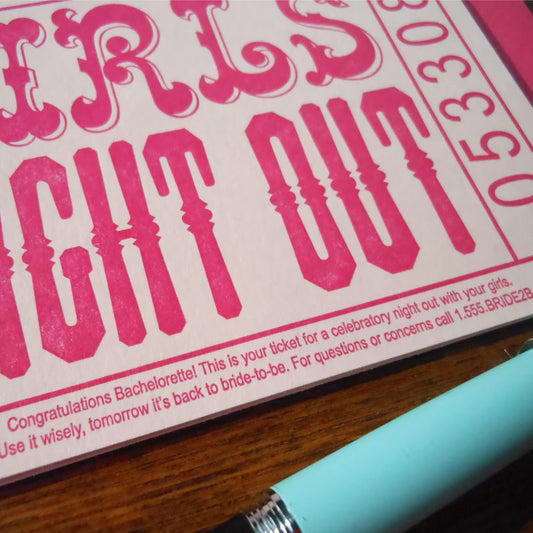 Bachelorette Card; Girls Night Out Ticket