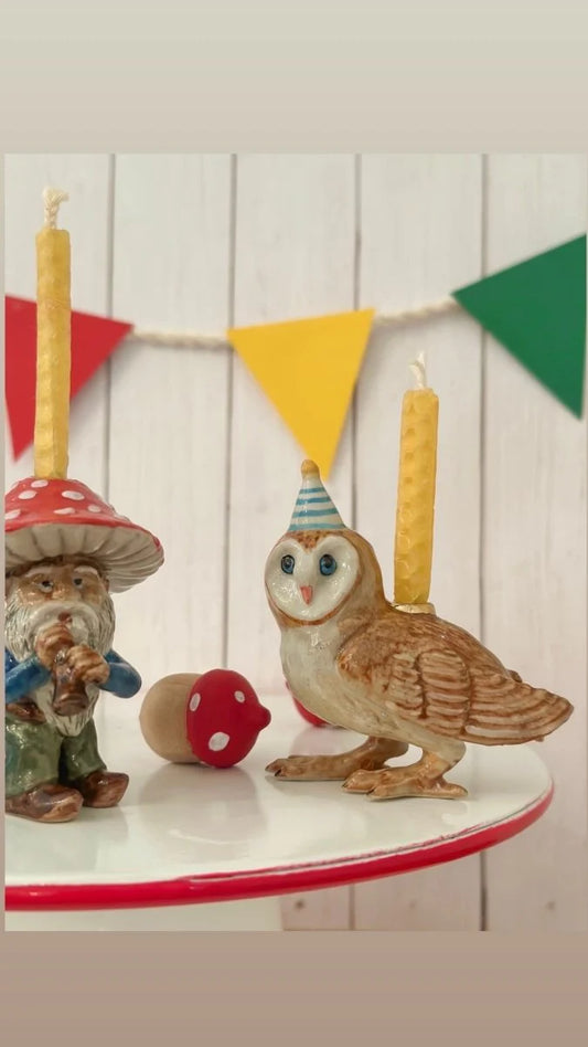 Camp Hollow Cake Topper; Barn Owl (Hand-Painted Porcelain)
