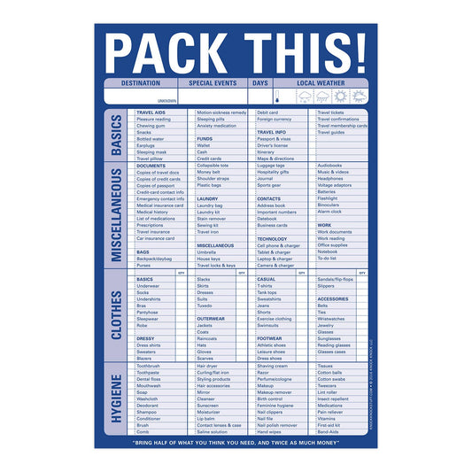 Notepad; Pack This! (Blue, 60 Sheets)