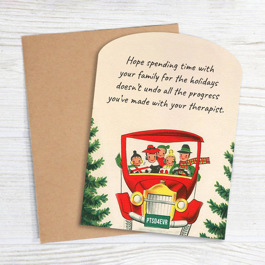 Christmas Card; Hope Spending Time With Family (Holiday Irreverent Card)