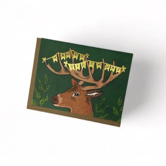 Birthday Card; Happy Birthday Deer (Goldfoil)