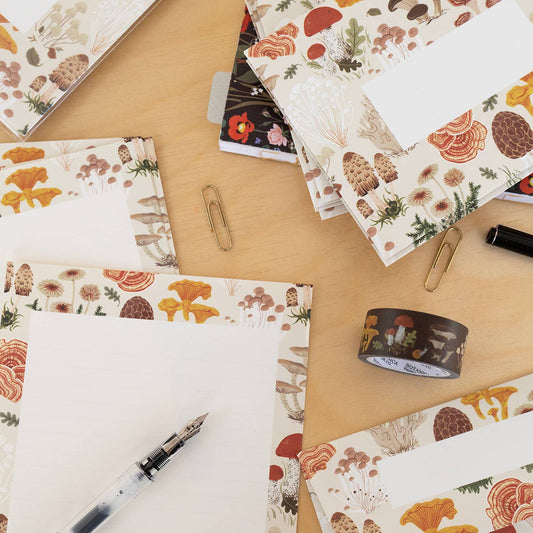 Letter Writing Set; Mushrooms By Botanica Paper Co. (12 Letters + 6 Envelopes)