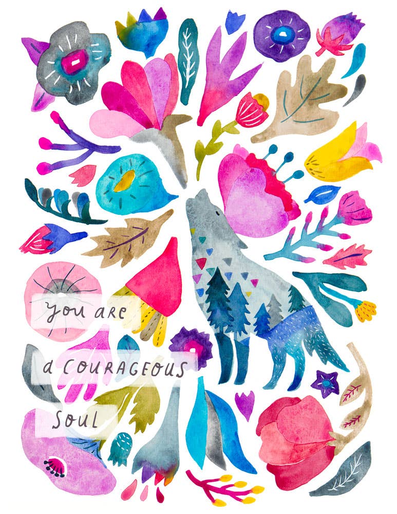 Encouragement Card; Courageous Soul Coyote | Honeyberry Studios