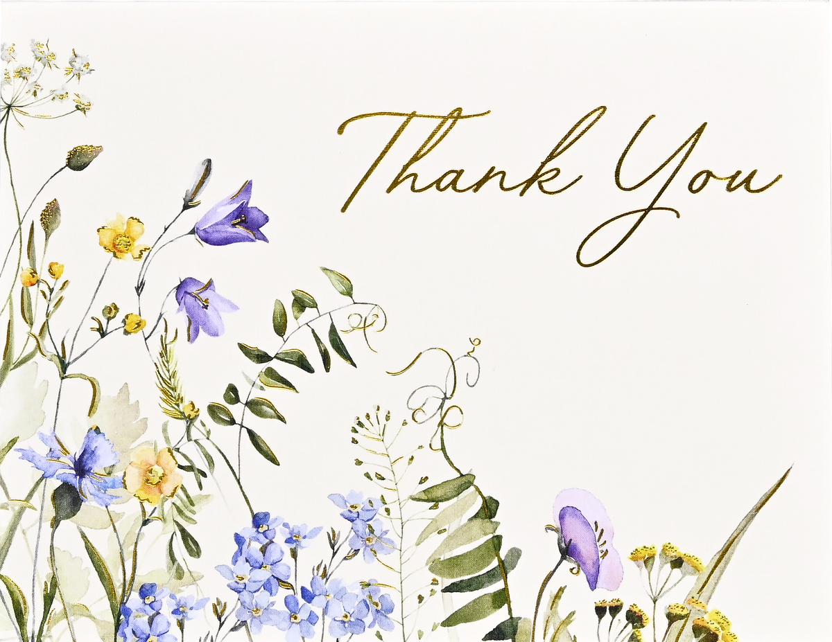 Premium Thank You Note Card Set; Wildflowers