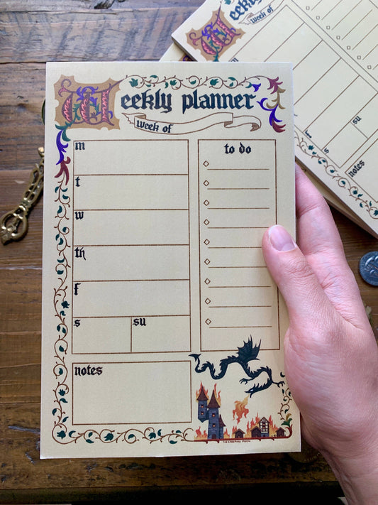 Weekly Planner Notepad; Medieval (5.5 x 8.5)