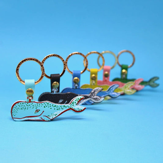 Leather Keyring; Humpback Whale (100% Leather)