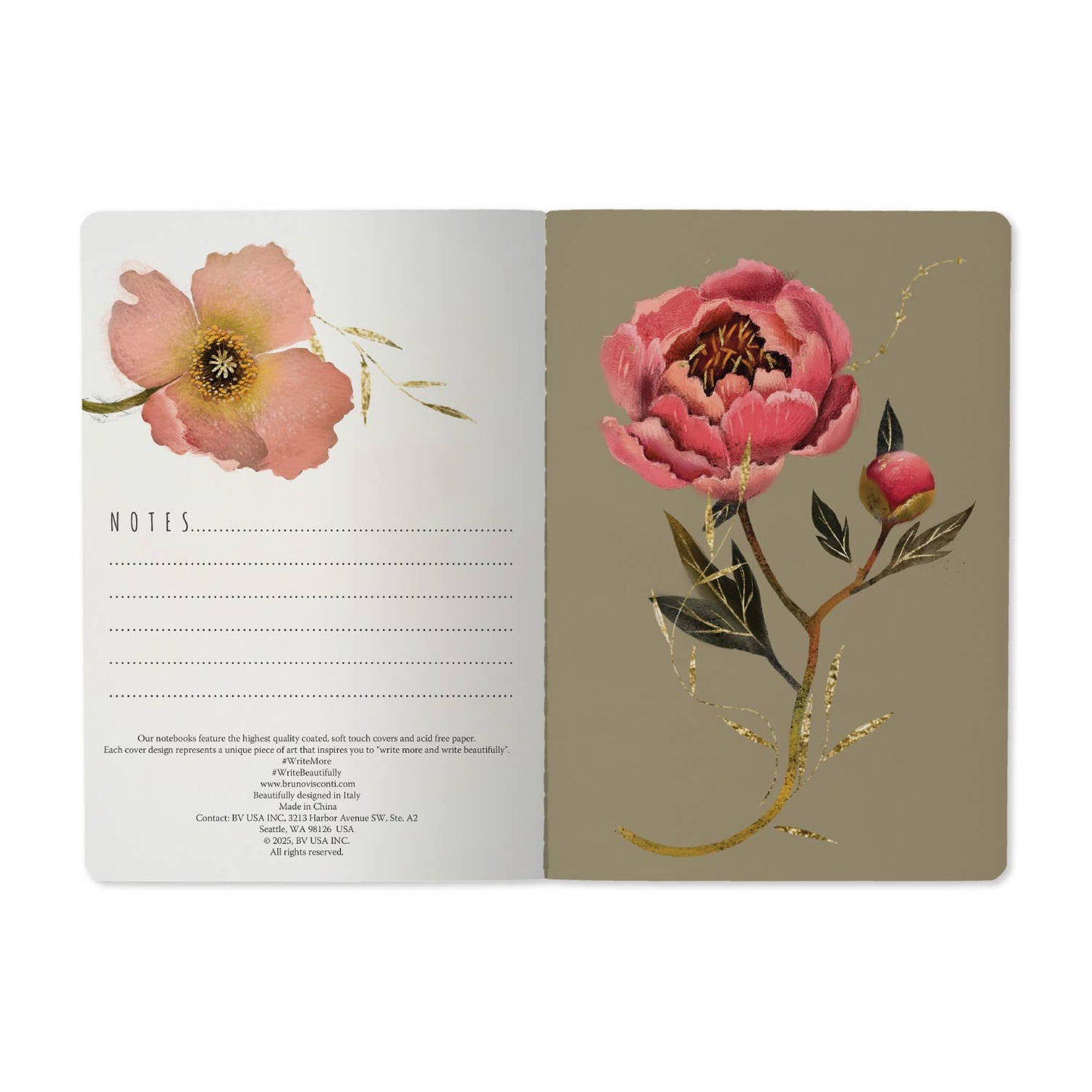 A5 Notebook; Pink Blossoms - BV by Bruno Visconti