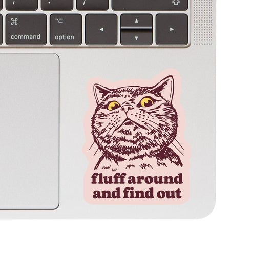 Vinyl Sticker; Fluff Around And Find Out (Funny Kitty Cat Swear Humor High Quality)