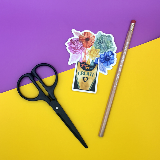 Vinyl Sticker; Create Flower Crayon Box - Made by Shellie