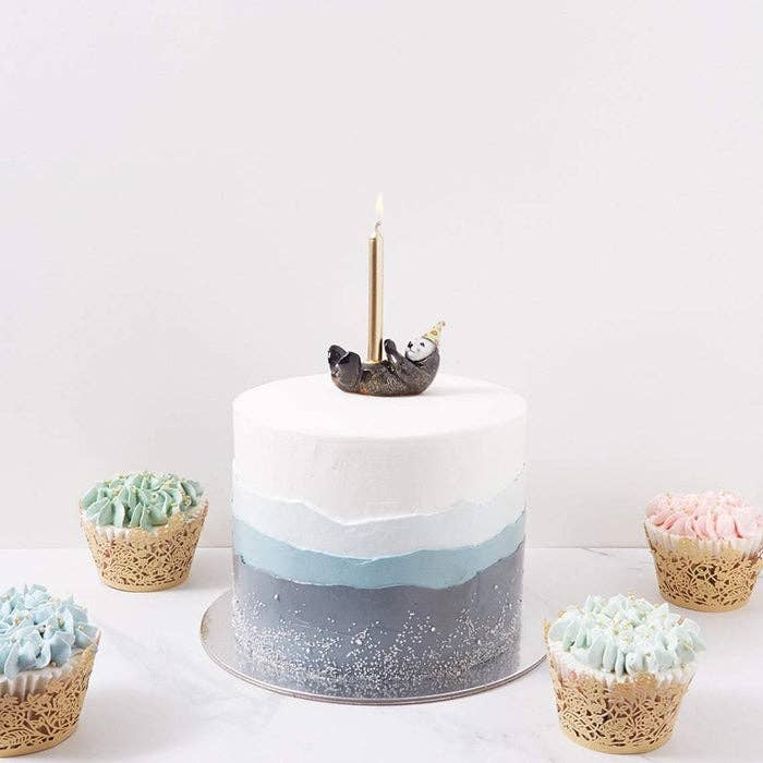 Camp Hollow Cake Topper; Otter (Hand-Painted Porcelain)