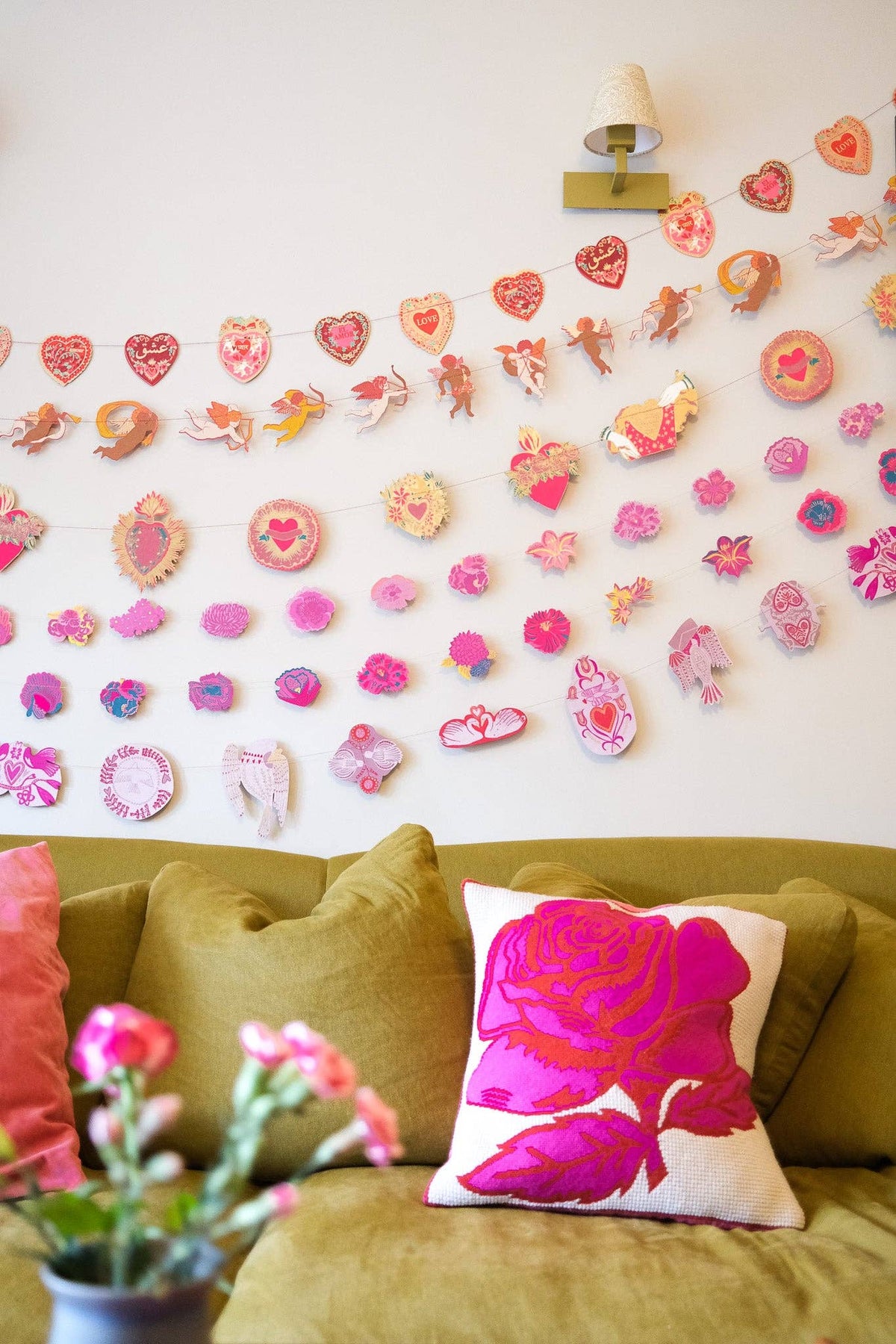 Sewn Garland; Love Birds