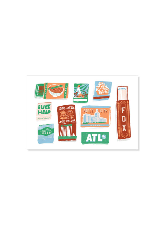 Postcard; Atlanta Matchbook