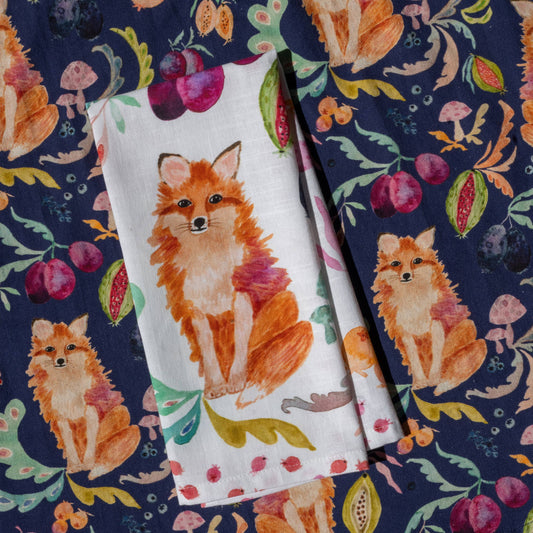 Tea Towel; Fox in the Orchard By BETSY OLMSTED (100% Cotton)